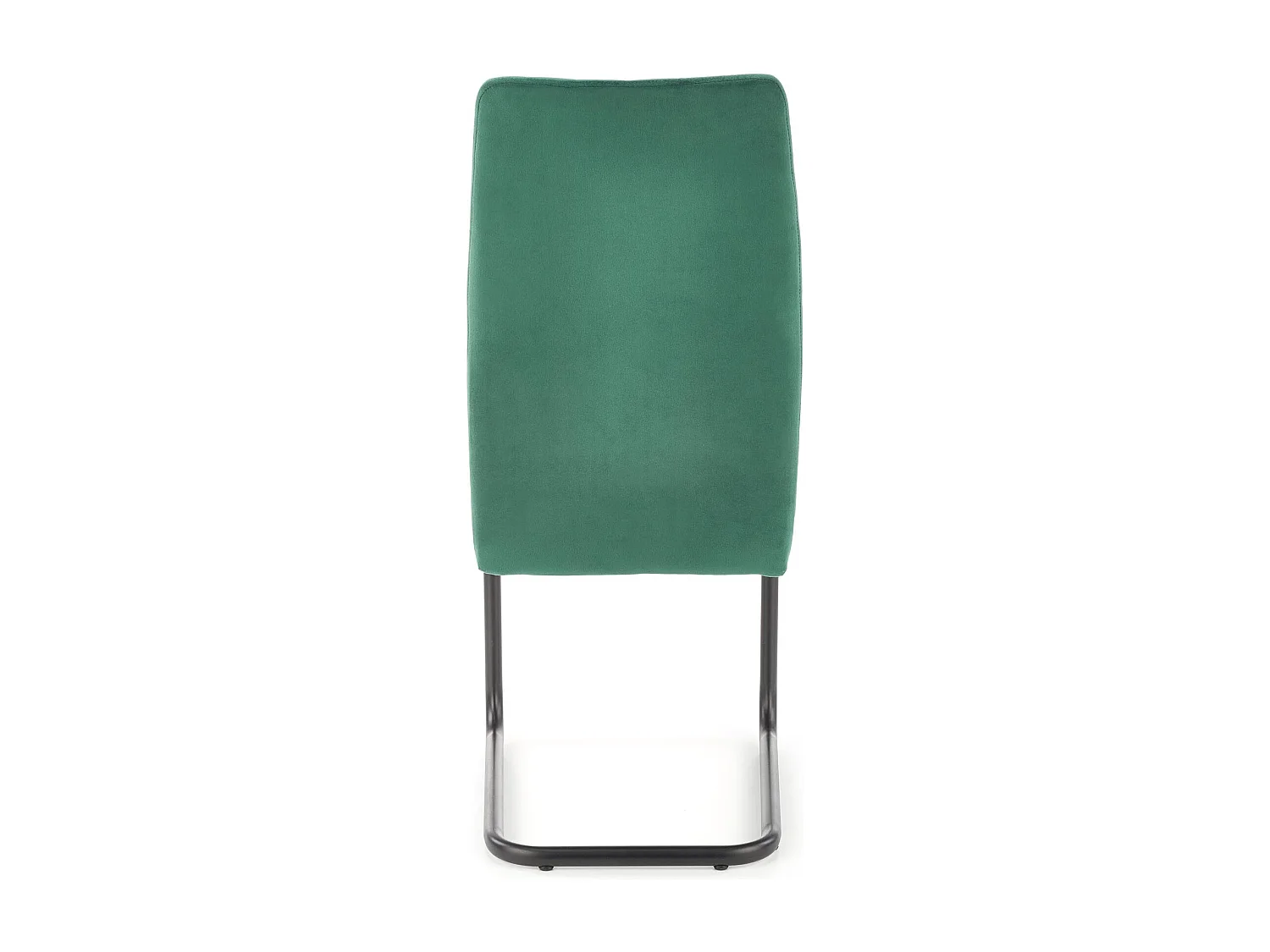 Chaise en velours vert avec haut dossier et piètement design en métal noir ENOLA