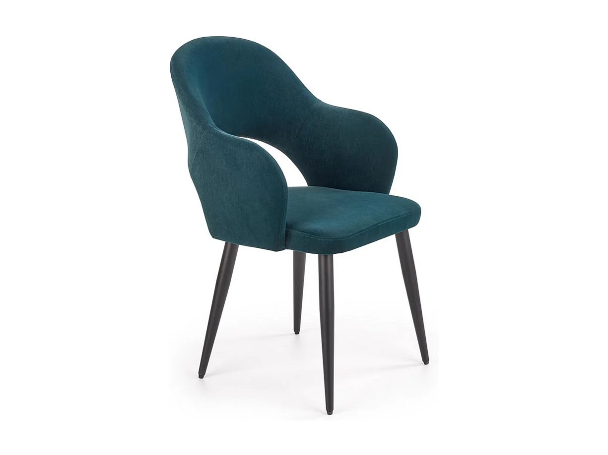 Silla de comedor de terciopelo verde oscuro con patas de acero negro UNIK