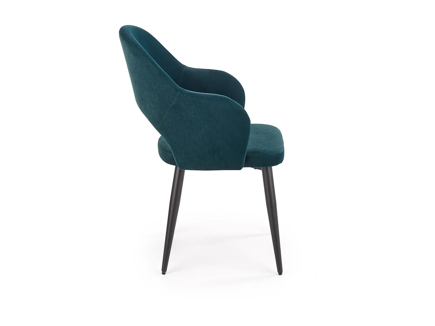 Silla de comedor de terciopelo verde oscuro con patas de acero negro UNIK