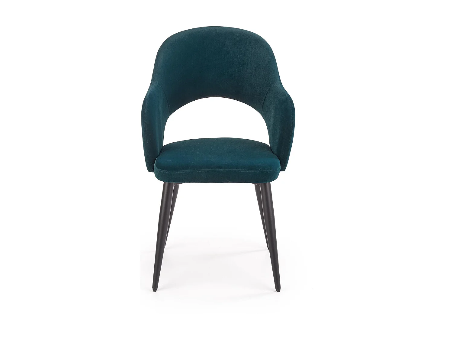 Silla de comedor de terciopelo verde oscuro con patas de acero negro UNIK
