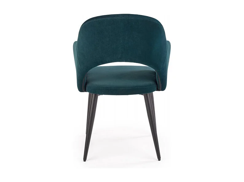 Silla de comedor de terciopelo verde oscuro con patas de acero negro UNIK
