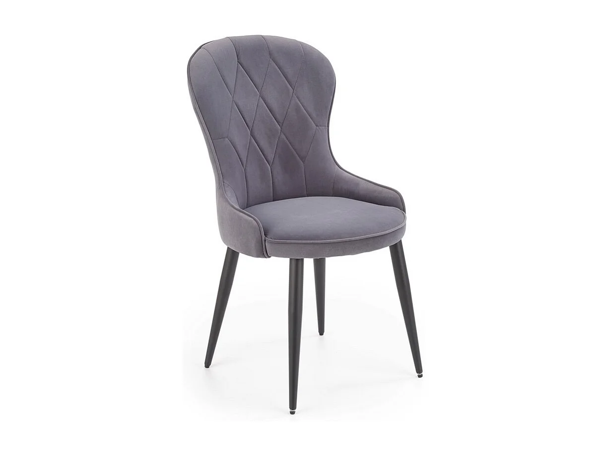 Sedia da pranzo in velluto grigio con gambe in acciaio nero Spin