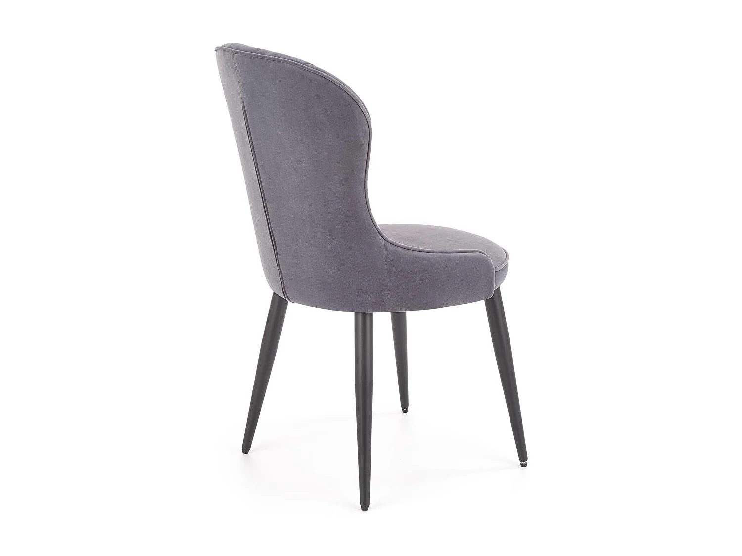 Sedia da pranzo in velluto grigio con gambe in acciaio nero Spin