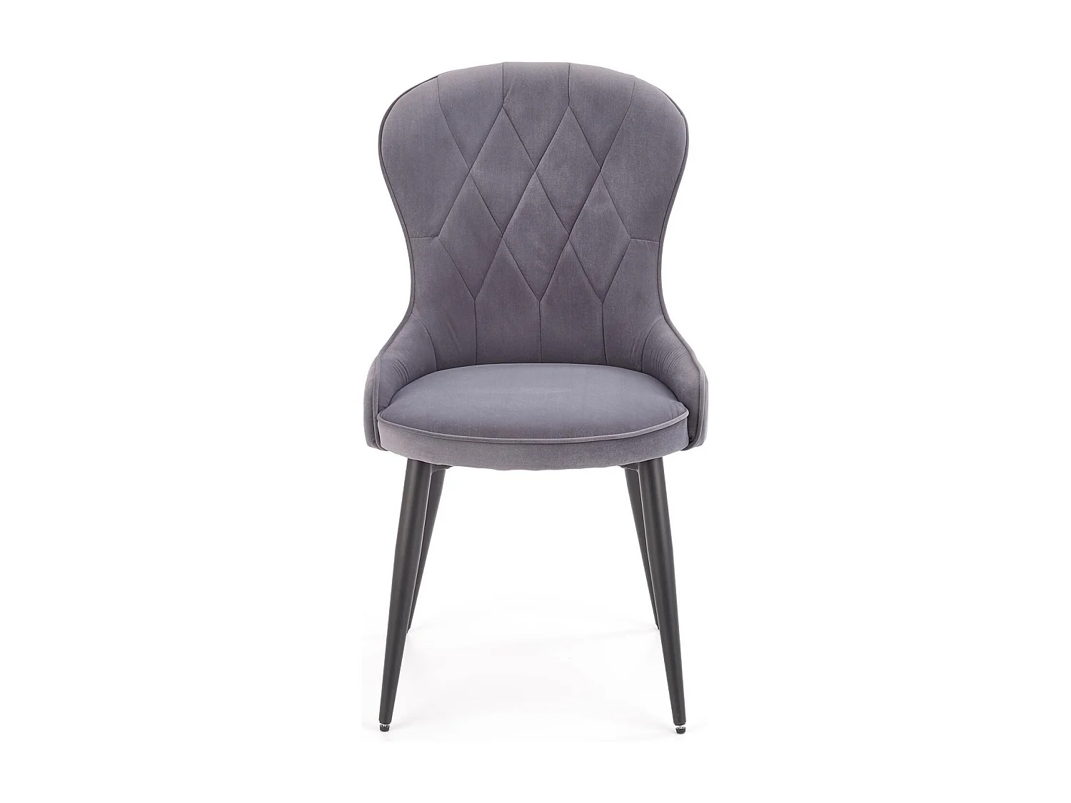 Chaise de salle à manger en velours gris avec pieds en acier noir Spin