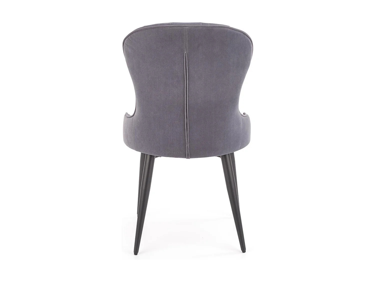 Chaise de salle à manger en velours gris avec pieds en acier noir Spin