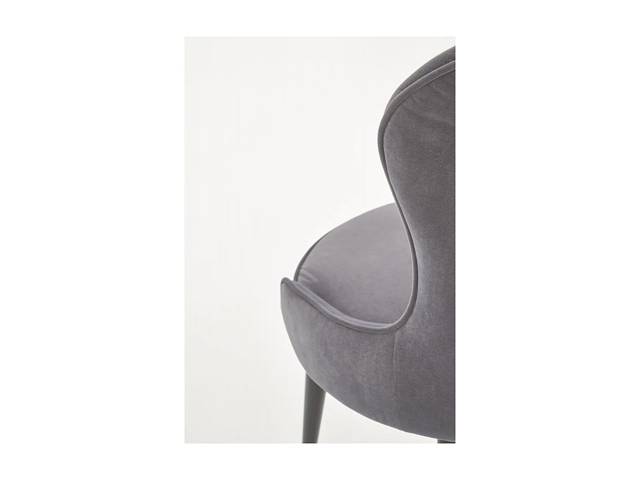Chaise de salle à manger en velours gris avec pieds en acier noir Spin