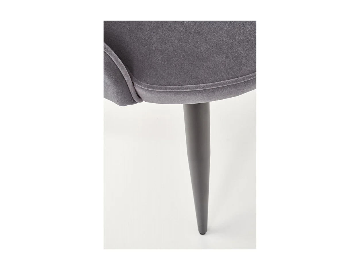 Chaise de salle à manger en velours gris avec pieds en acier noir Spin