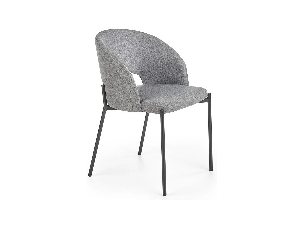 Chaise en tissu gris avec pieds en acier noir LAW