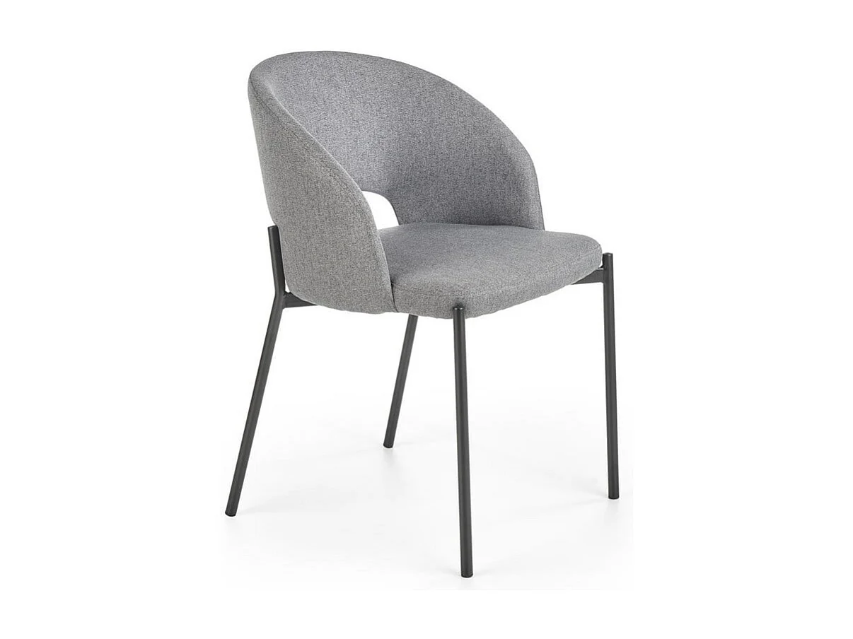 Sedia in tessuto grigio con gambe in acciaio nero LAW