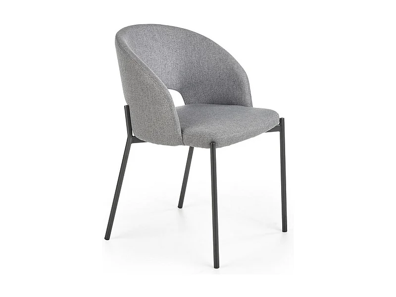 Chaise en tissu gris avec pieds en acier noir LAW