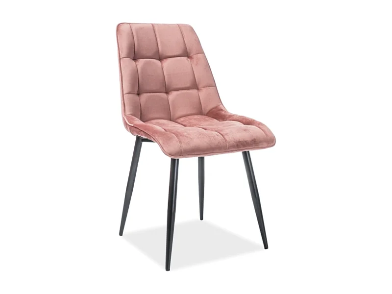 Silla Harriet de terciopelo rosa con patas negras