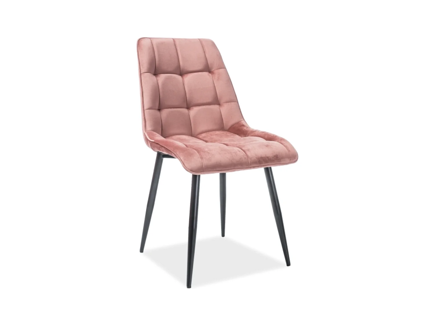 Chaise design velours rose et pieds noirs Harriet