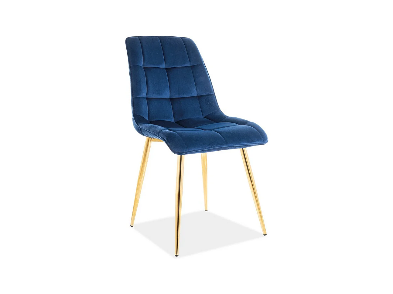 Chaise design velours bleu pieds or Harriet
