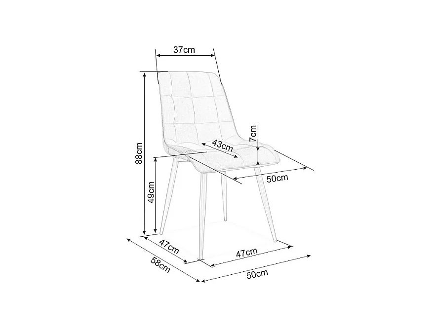 Silla de diseño Harriet de terciopelo azul con patas doradas