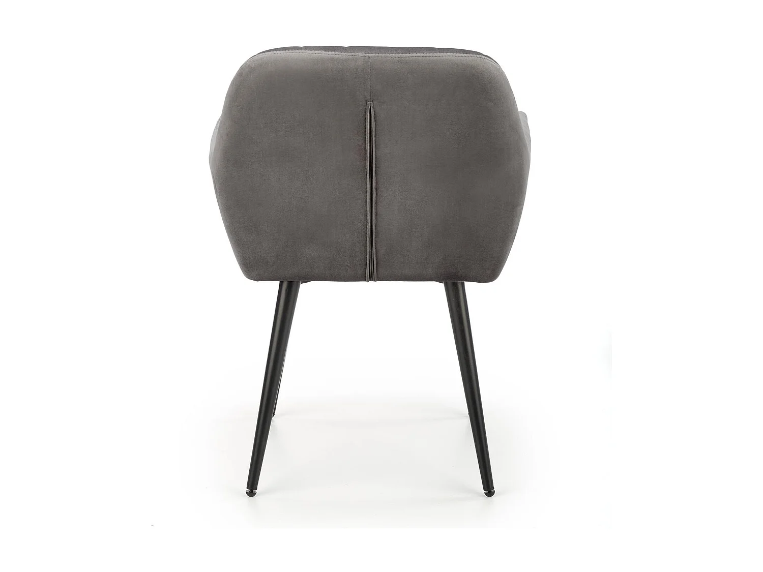 Sedia AMY in velluto grigio con cuscino di seduta e gambe in metallo nero