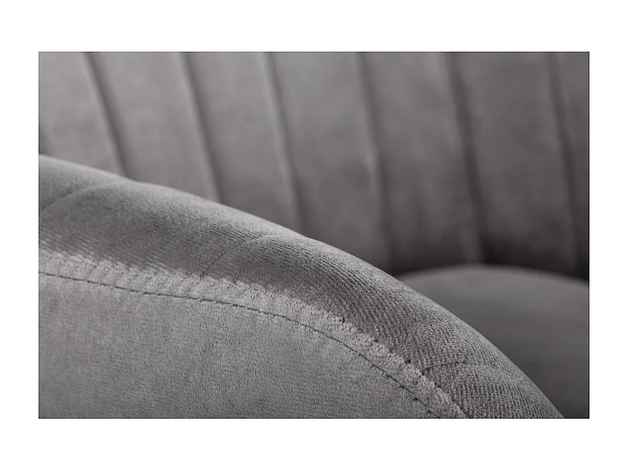 Chaise en velours gris avec coussin d'assise et pieds en métal noir AMY