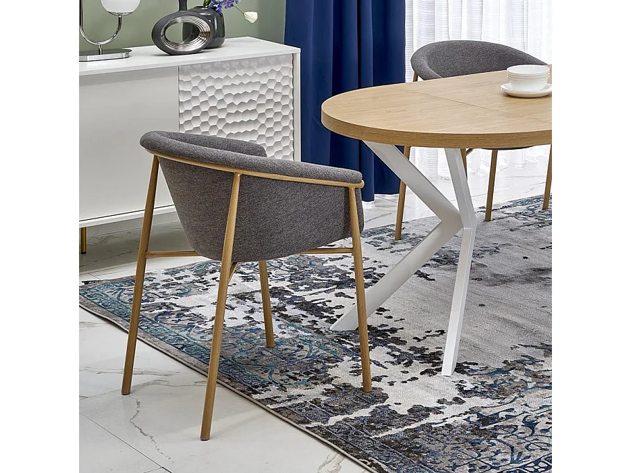 Sedia design in tessuto grigio Norma