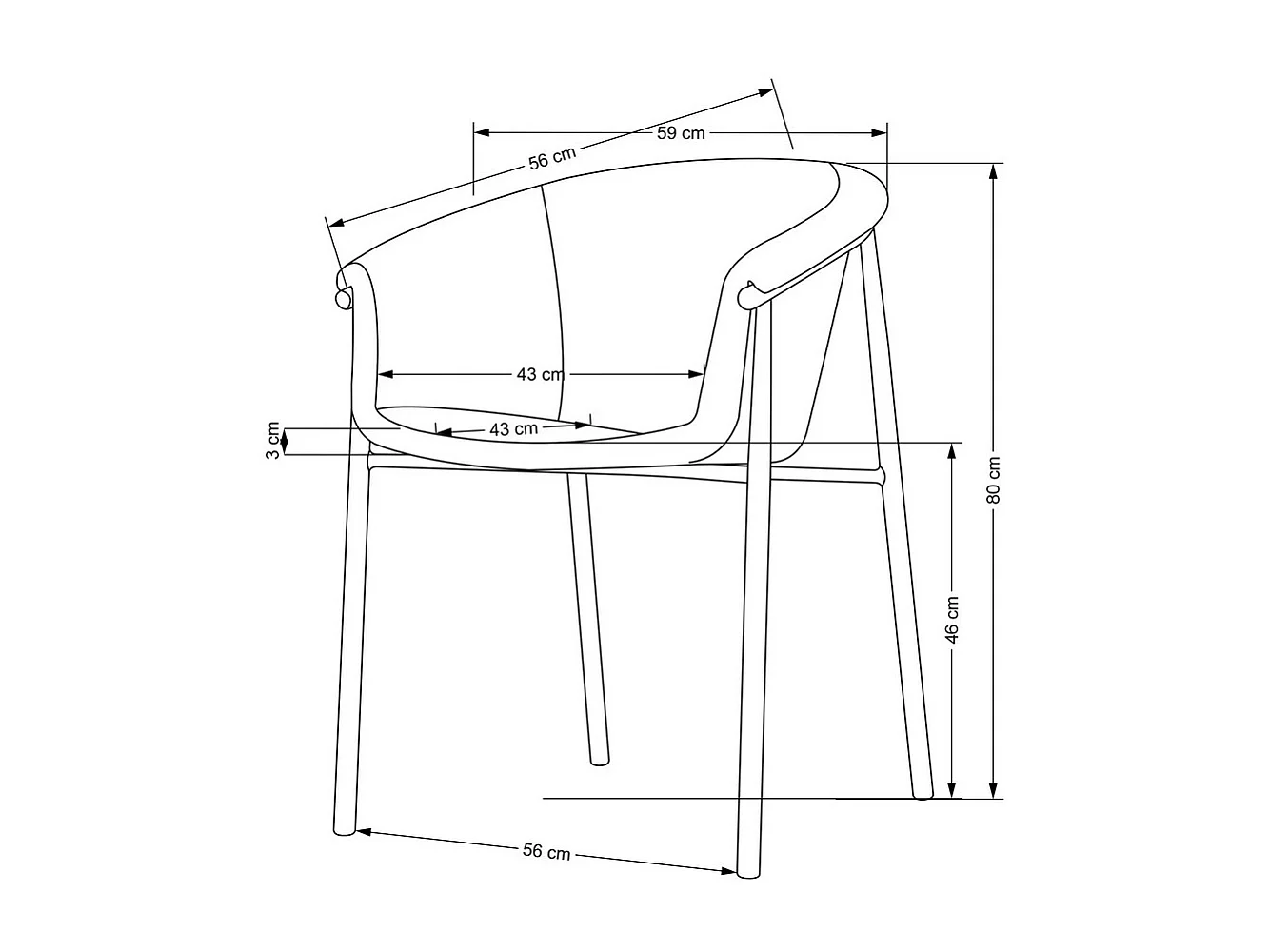 Silla de diseño de tela gris Norma