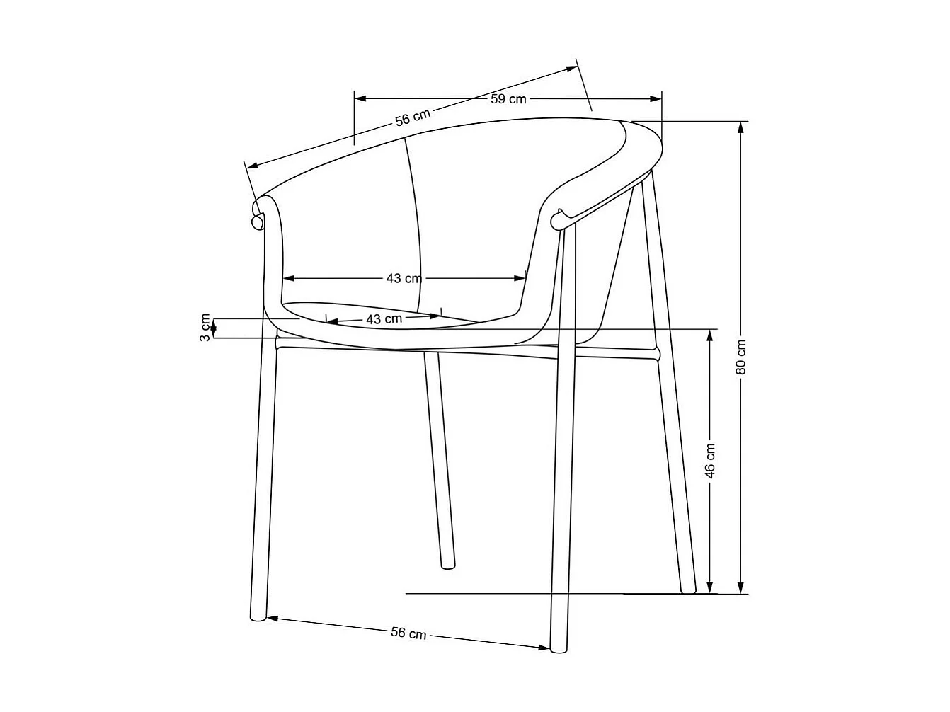 Silla de diseño de tela gris Norma