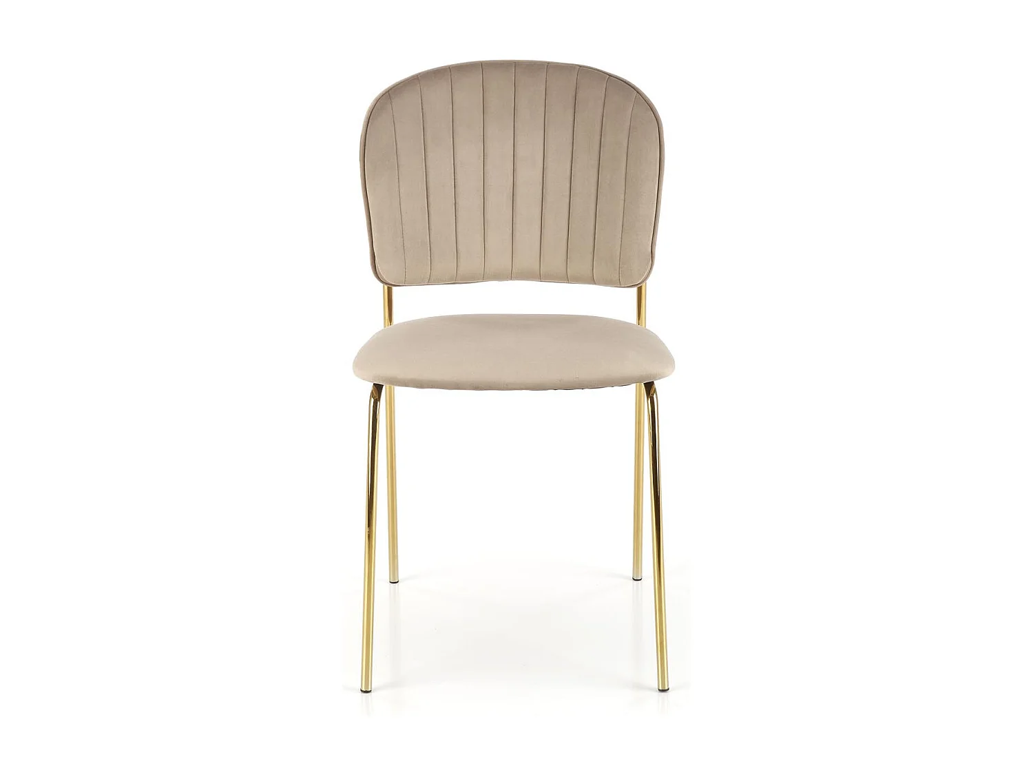 Chaise design en velours beige avec fine structure en métal doré Rest