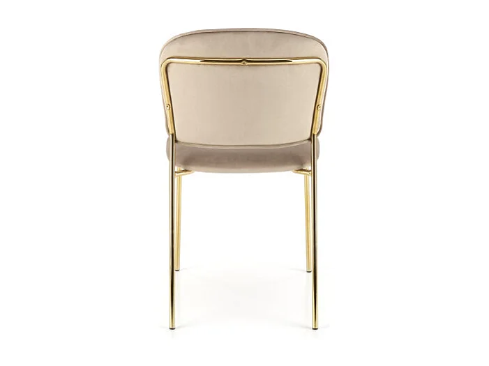 Chaise design en velours beige avec fine structure en métal doré Rest