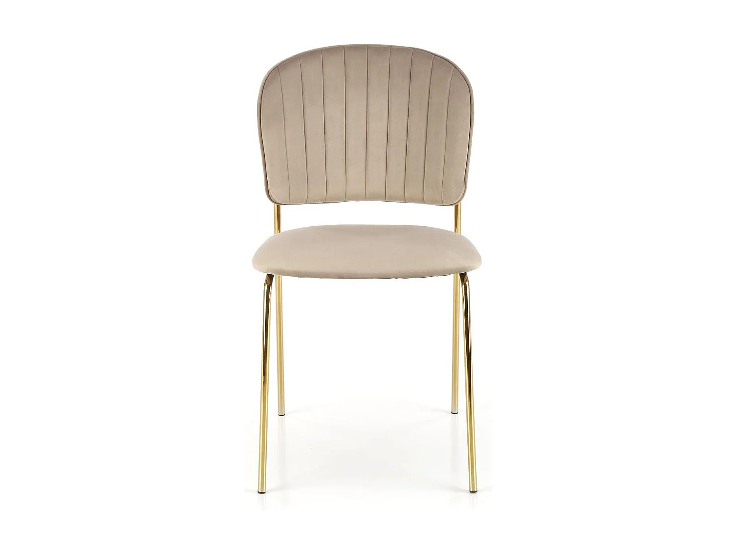 Chaise design en velours beige avec fine structure en métal doré Rest