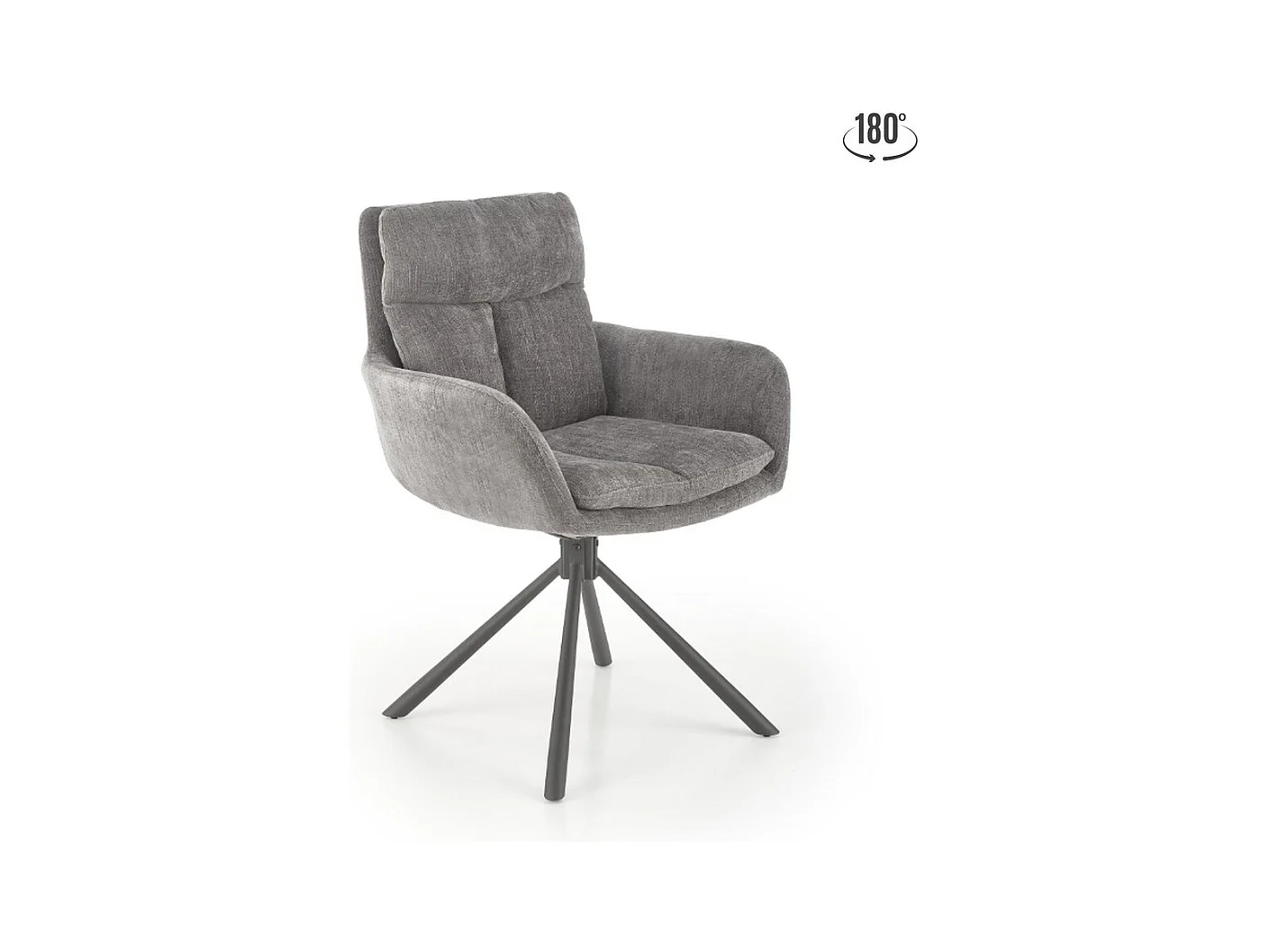 Chaise design rembourrée et pivotante en tissu gris Edge