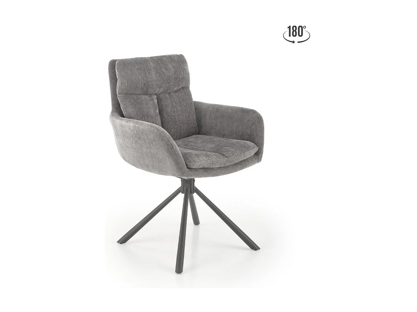 Chaise design rembourrée et pivotante en tissu gris Edge