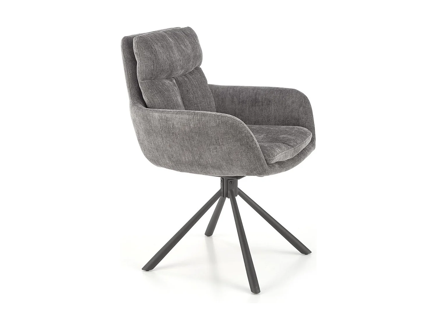 Chaise design rembourrée et pivotante en tissu gris Edge