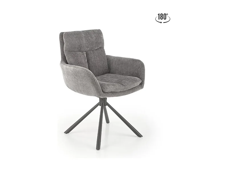 Chaise design rembourrée et pivotante en tissu gris Edge