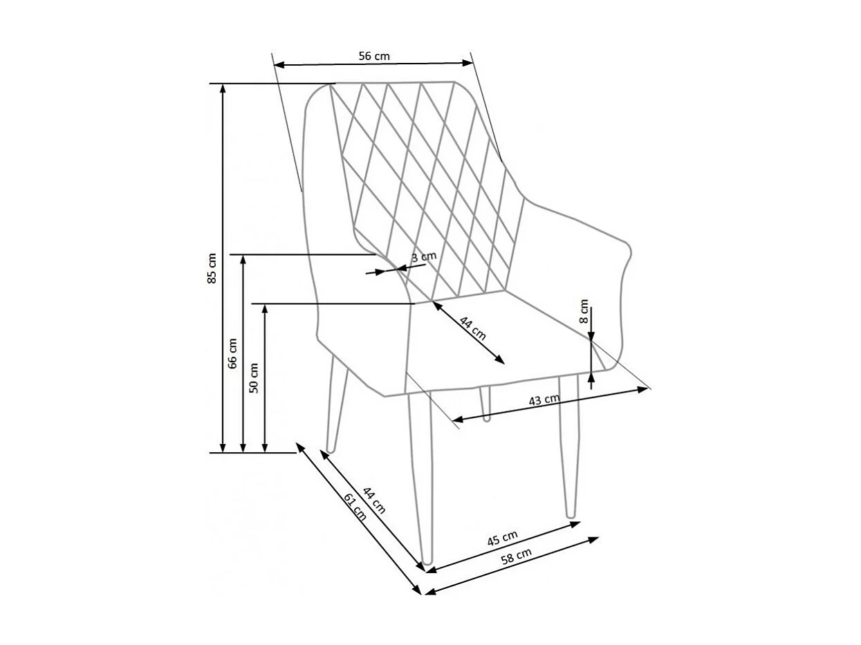 Chaise design scandinave matelassée Harry