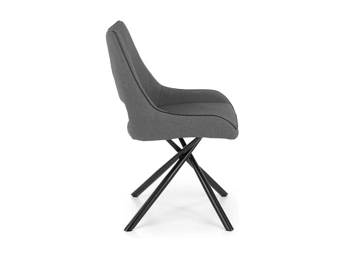 Silla de diseño con asiento de tela gris y base de metal negro MONTEVIDEO