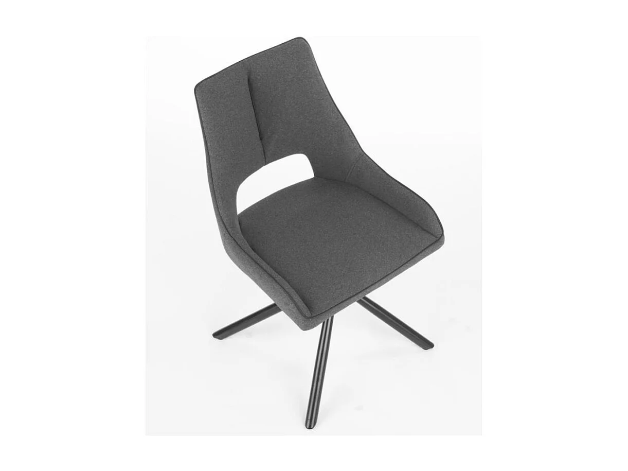 Silla de diseño con asiento de tela gris y base de metal negro MONTEVIDEO