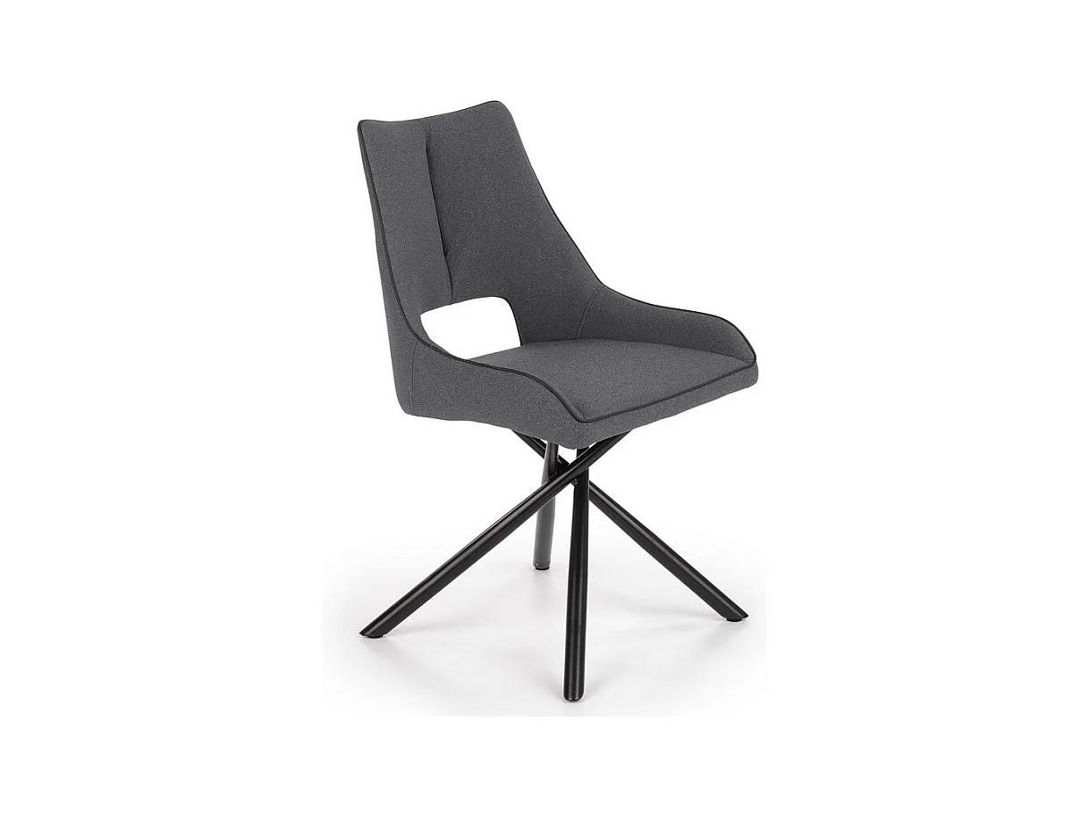 Chaise design avec assise en tissu gris et piètement en métal noir MONTEVIDEO