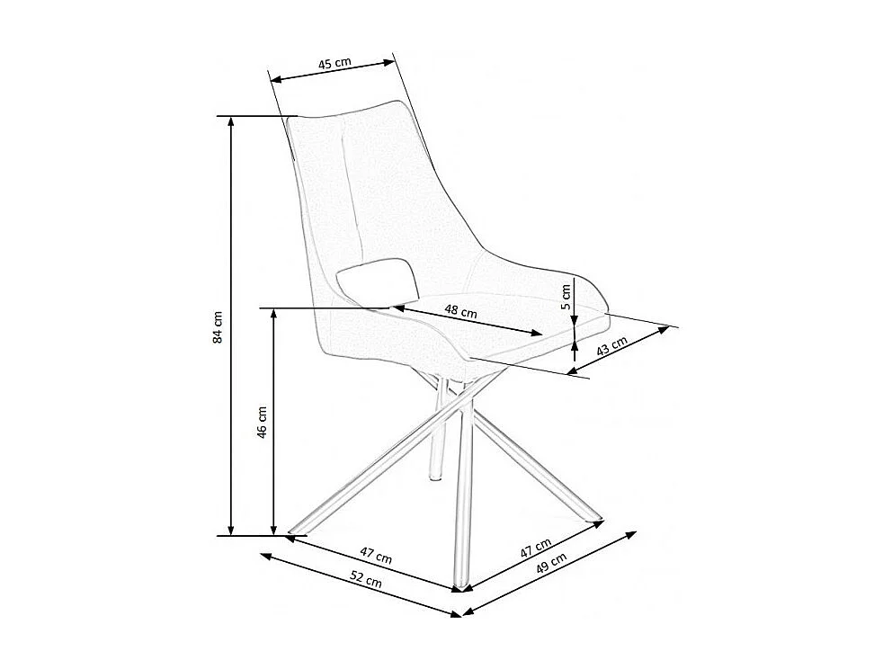 Silla de diseño con asiento de tela gris y base de metal negro MONTEVIDEO