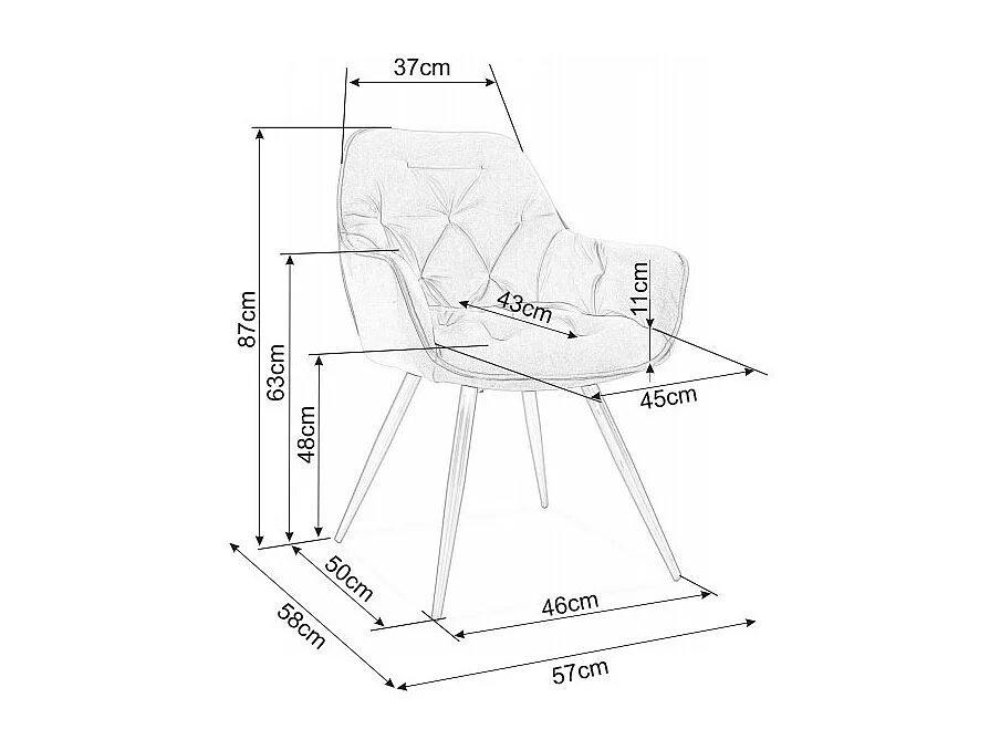 Chaise design métal noir et velours rose Umexa