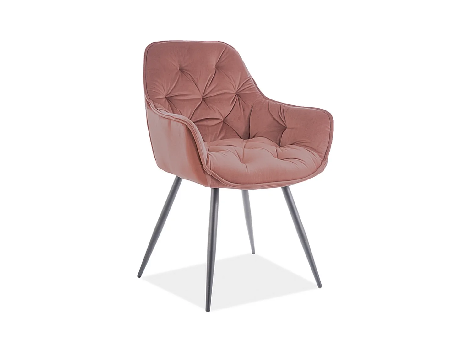 Chaise design métal noir et velours rose Umexa