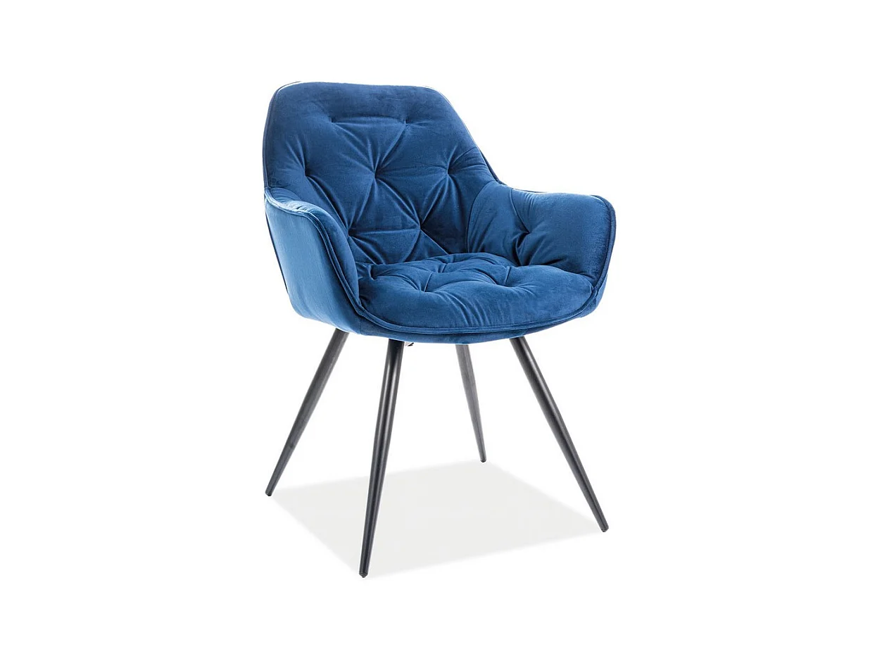 Chaise design métal noir et velours bleu marine Umexa