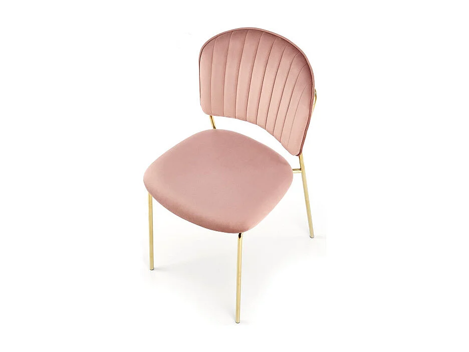 Sedia di design in velluto rosa con pregiata struttura in metallo dorato Rest