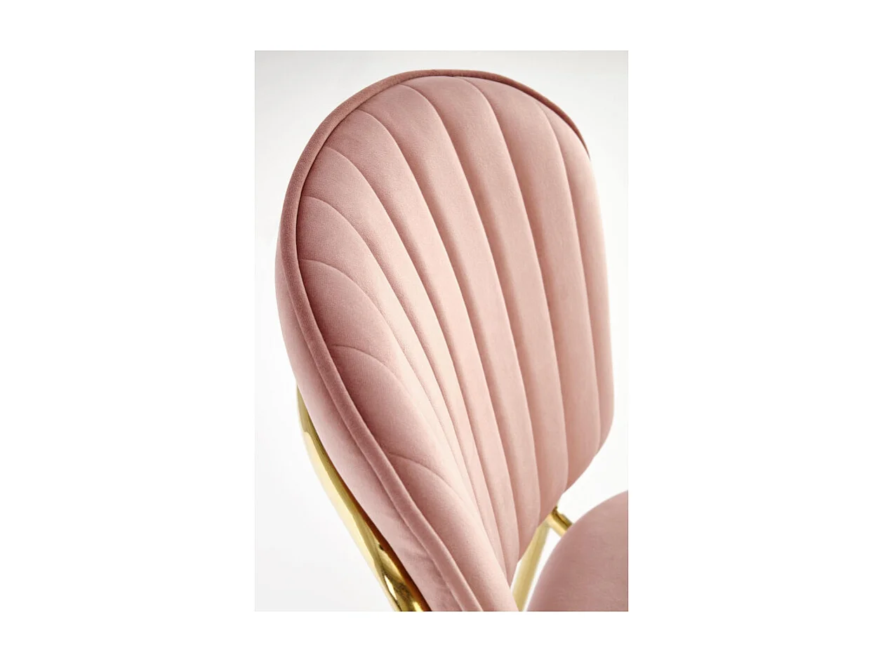 Sedia di design in velluto rosa con pregiata struttura in metallo dorato Rest