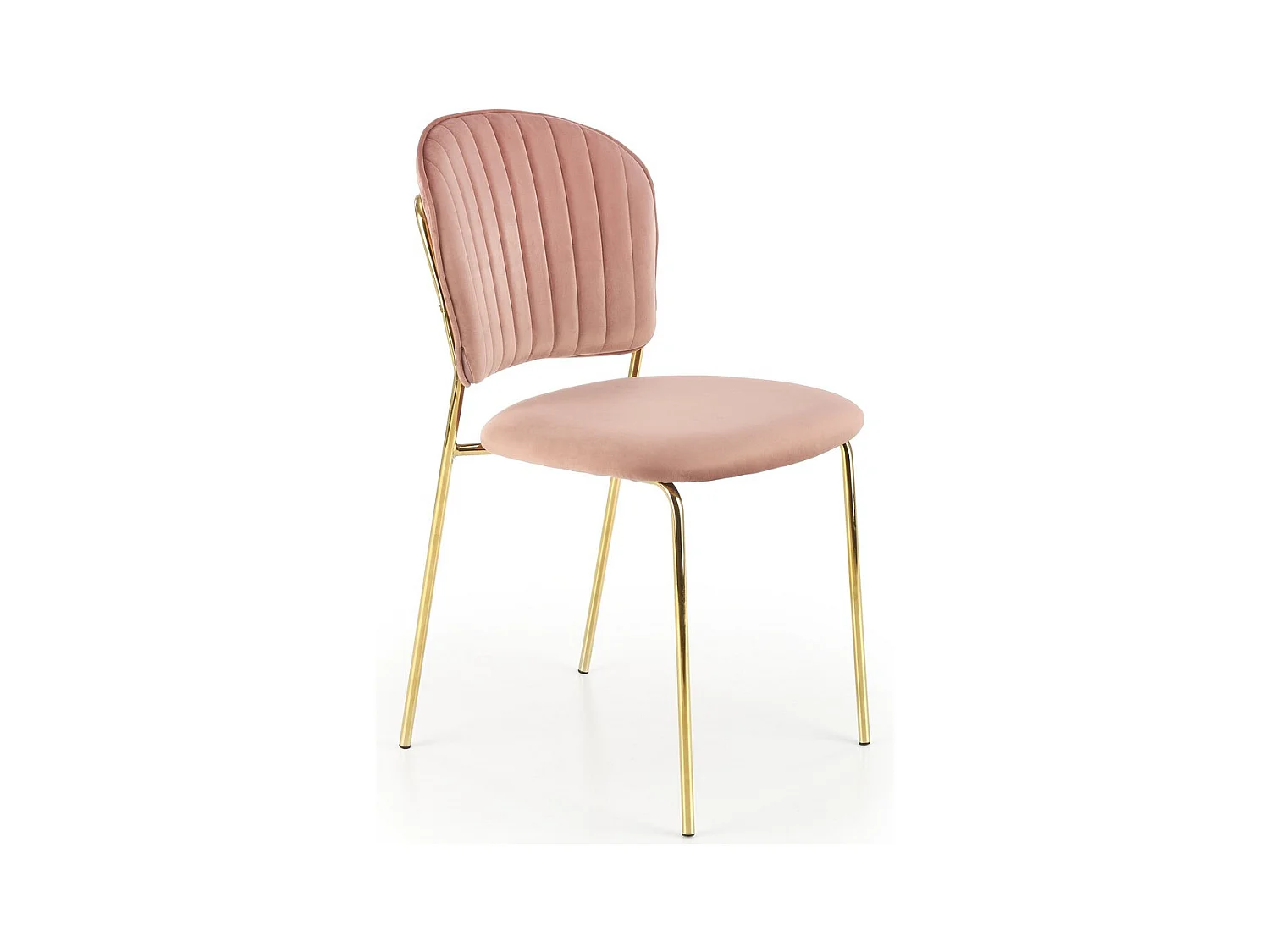 Chaise design en velours rose avec fine structure en métal doré Rest