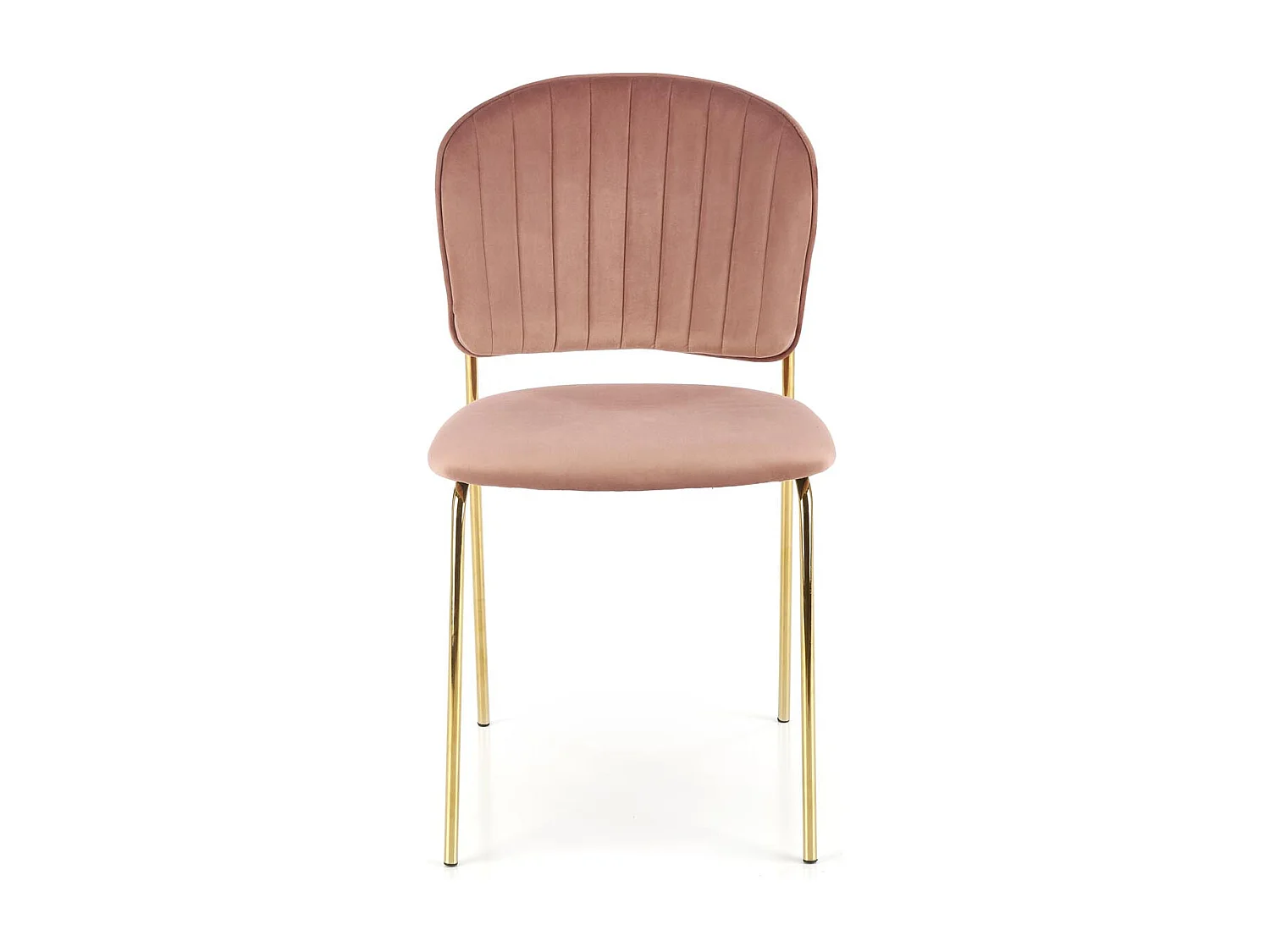 Silla de diseño en terciopelo rosa con fina estructura de metal dorado Rest