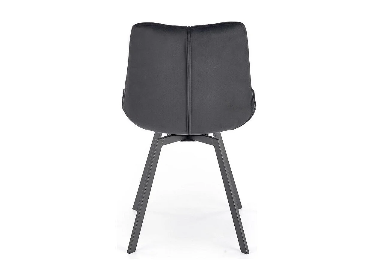 Chaise design métal et velours noir capitonné Brino