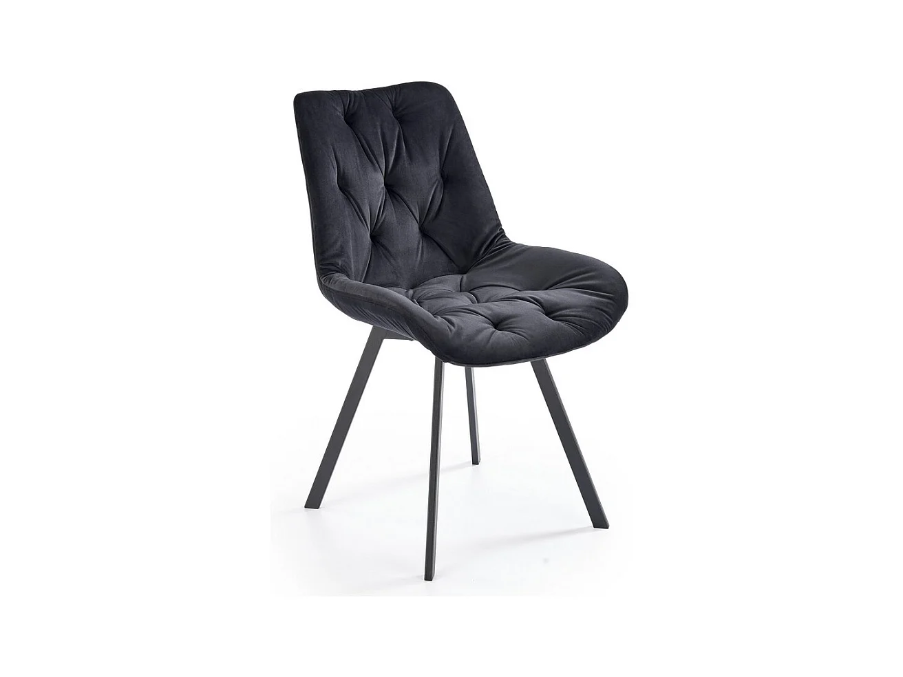Chaise design métal et velours noir capitonné Brino