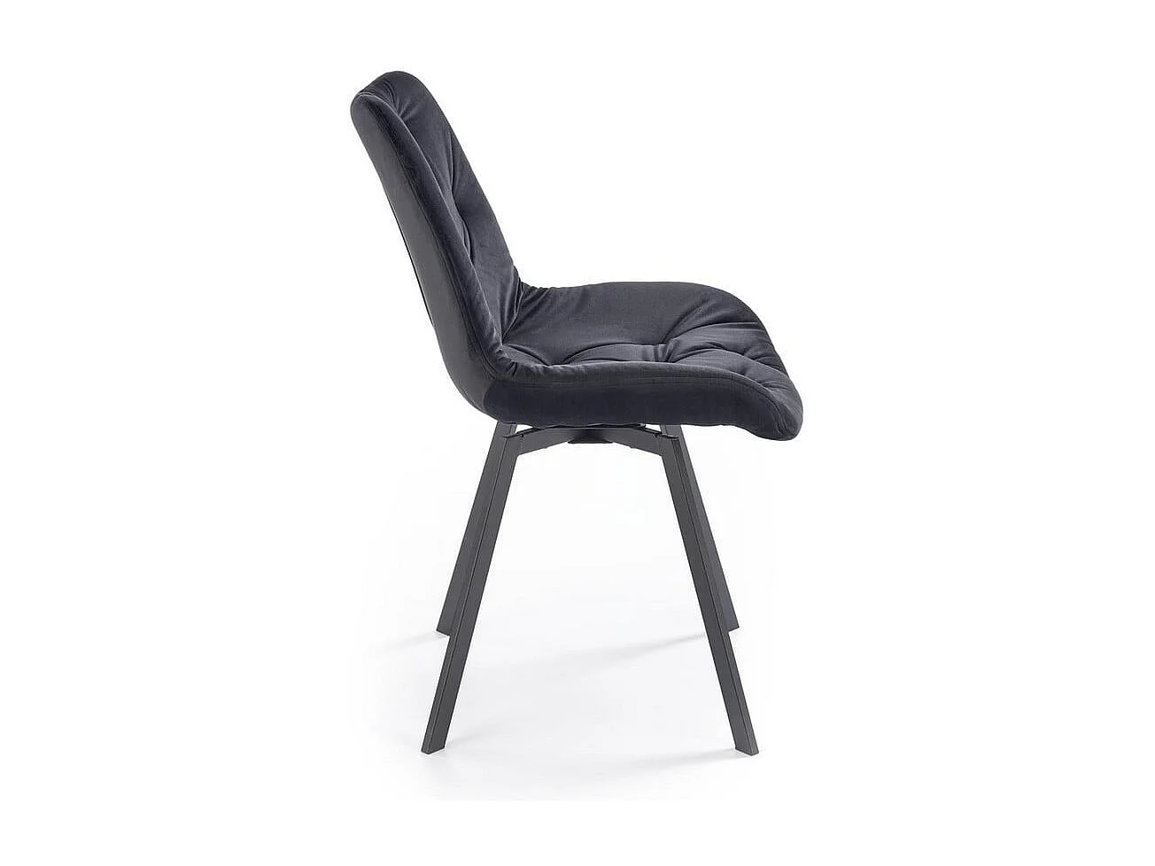 Chaise design métal et velours noir capitonné Brino