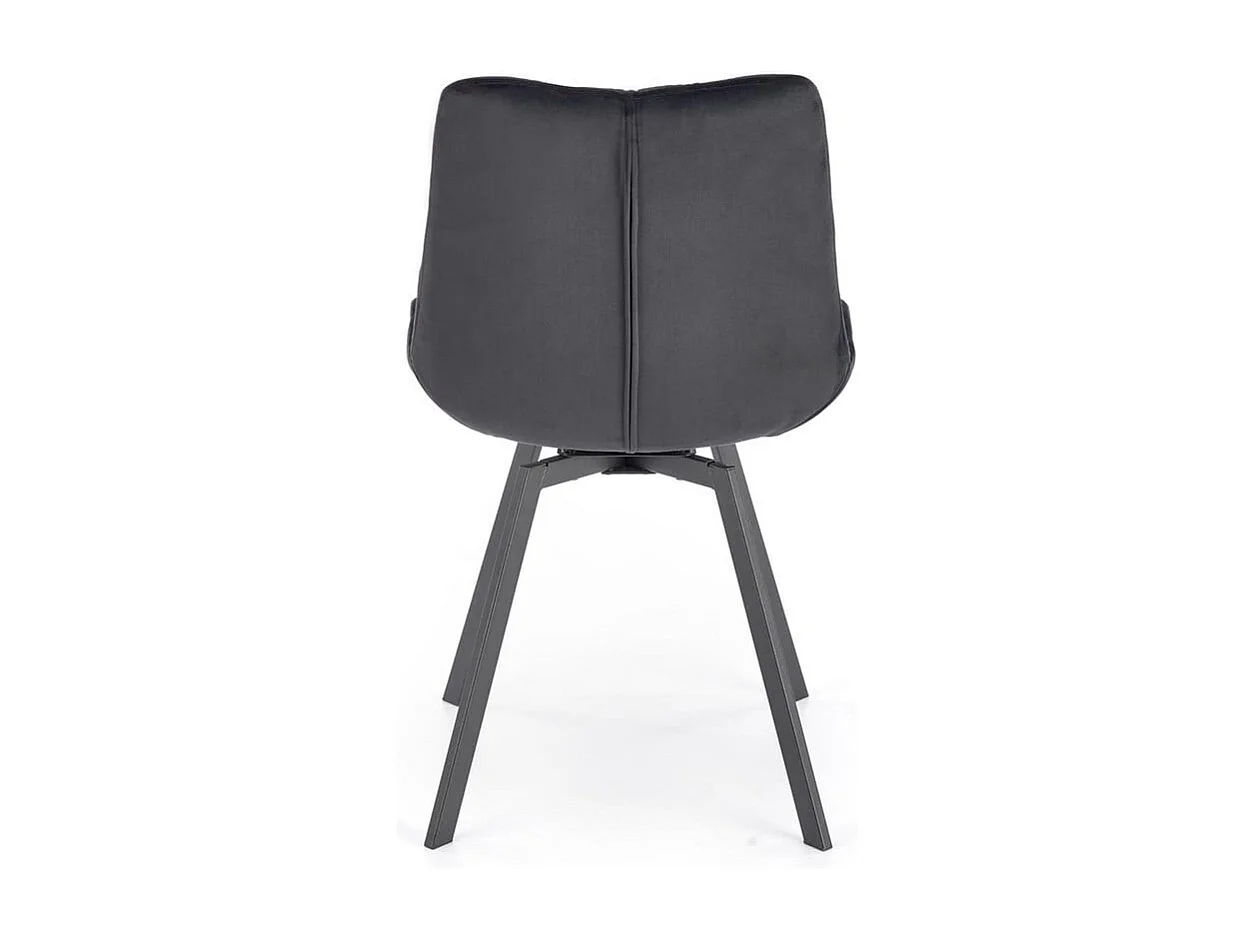 Chaise design métal et velours noir capitonné Brino