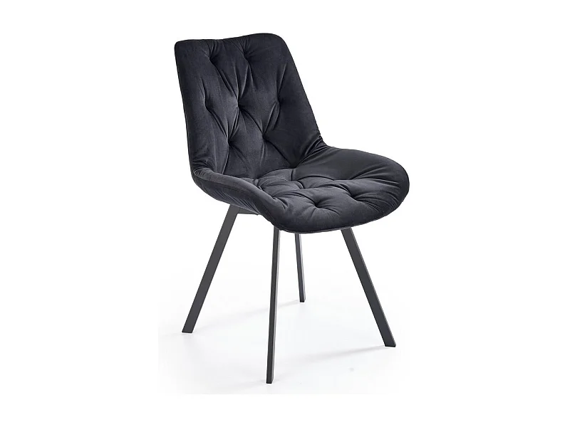 Sedia di design imbottita in metallo e velluto nero Brino