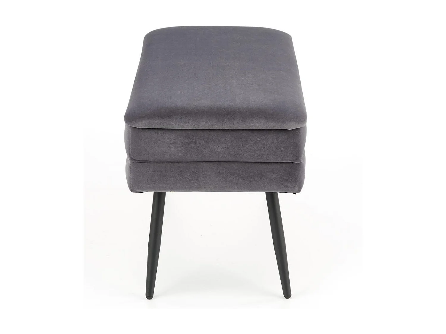 Panca in velluto grigio con gambe in metallo nero PATTY