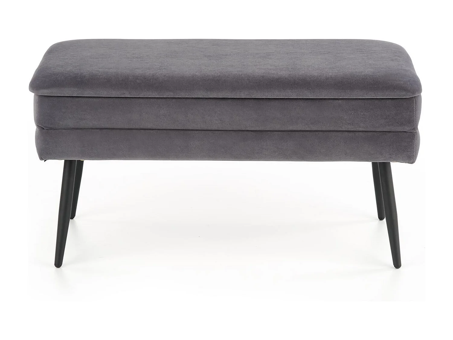 Panca in velluto grigio con gambe in metallo nero PATTY