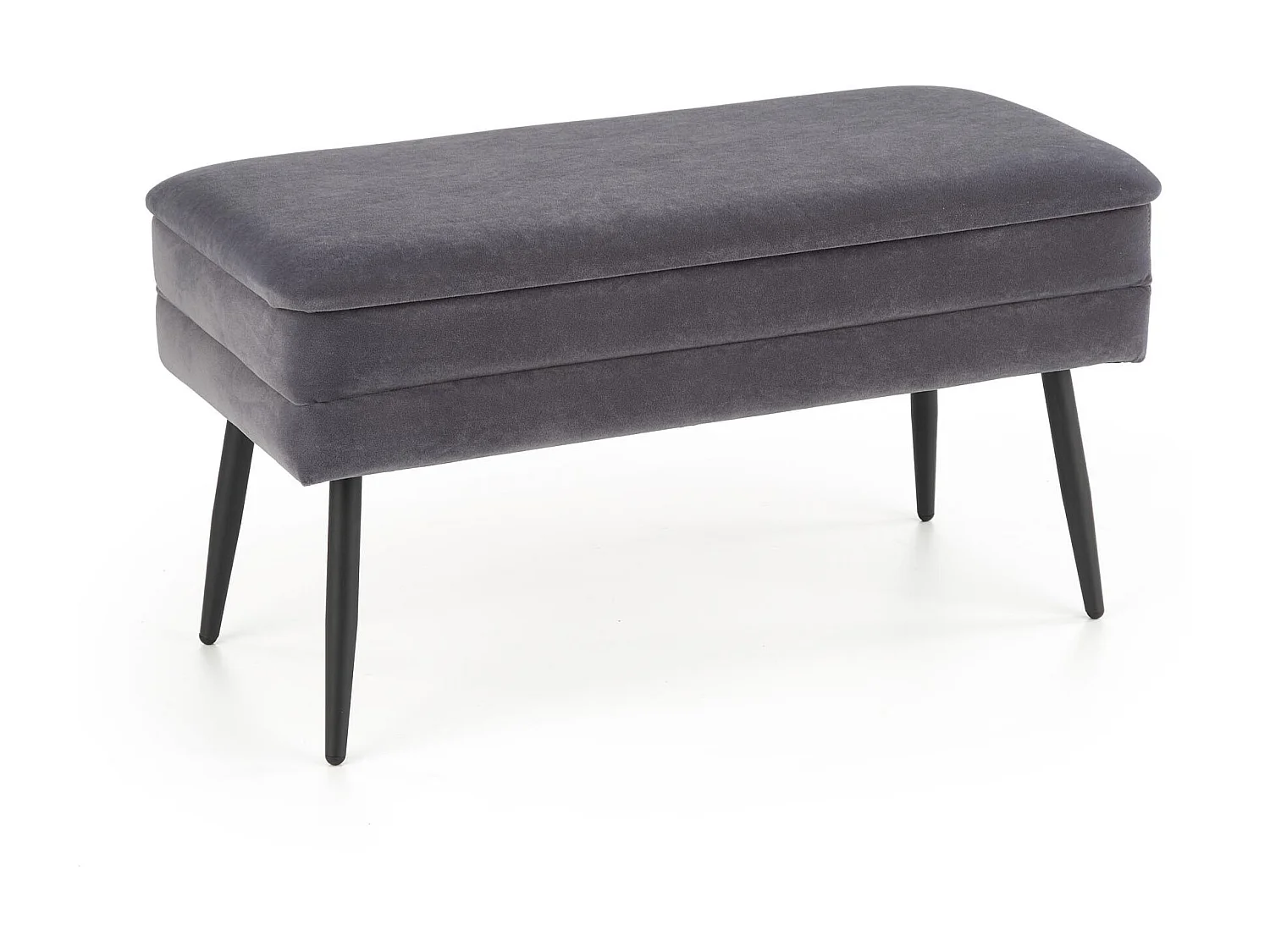 Banc en velours gris avec pieds en métal noir PATTY